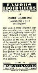 1967-68 Barratt & Co. Famous Footballers (A15) #28 Bobby Charlton Back