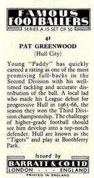 1967-68 Barratt & Co. Famous Footballers (A15) #41 Paddy Greenwood Back