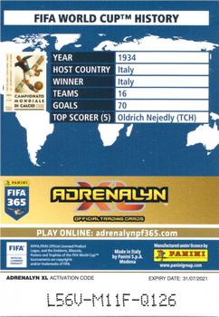 2021 Panini Adrenalyn XL FIFA 365 #371 1934 Italy Back