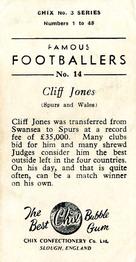 1959-60 Chix Confectionery Famous Footballers #14 Cliff Jones Back
