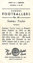 1959-60 Chix Confectionery Famous Footballers #23 Sammy Taylor Back
