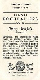1959-60 Chix Confectionery Famous Footballers #26 Jimmy Armfield Back
