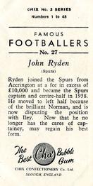 1959-60 Chix Confectionery Famous Footballers #27 John Ryden Back