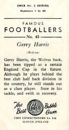 1959-60 Chix Confectionery Famous Footballers #45 Gerry Harris Back