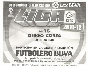 2011-12 Panini Este Spanish LaLiga Stickers #51 Diego Costa Back