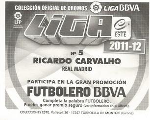 2011-12 Panini Este Spanish LaLiga Stickers #248 Ricardo Carvalho Back