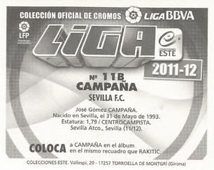 2011-12 Panini Este Spanish LaLiga Stickers #473 Jose Campaña Back