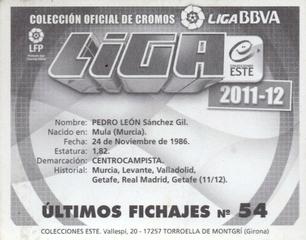 2011-12 Panini Este Spanish LaLiga Stickers - Ultimos Fichajes #54 Pedro Leon Back