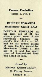1959-60 NSS Famous Footballers #5 Duncan Edwards Back