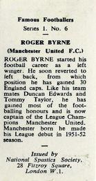 1959-60 National Spastics Society (NSS) Famous Footballers #6 Roger Byrne Back