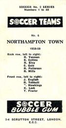 1958-59 Soccer Bubble Gum Soccer Teams #6 Northampton Town Back