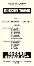 1958-59 Soccer Bubble Gum Soccer Teams #14 Scunthorpe United Back