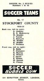 1958-59 Soccer Bubble Gum Soccer Teams #17 Stockport County Back