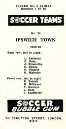 1958-59 Soccer Bubble Gum Soccer Teams #24 Ipswich Town Back