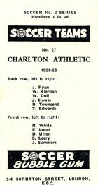 1958-59 Soccer Bubble Gum Soccer Teams #27 Charlton Athletic Back