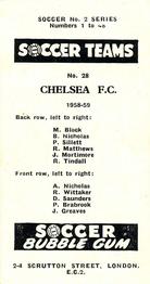 1958-59 Soccer Bubble Gum Soccer Teams #28 Chelsea Back