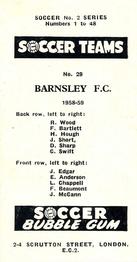1958-59 Soccer Bubble Gum Soccer Teams #29 Barnsley Back