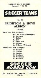 1958-59 Soccer Bubble Gum Soccer Teams #35 Brighton & Hove Albion Back