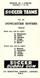1958-59 Soccer Bubble Gum Soccer Teams #40 Doncaster Rovers Back