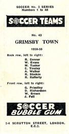 1958-59 Soccer Bubble Gum Soccer Teams #43 Grimsby Town Back