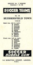 1958-59 Soccer Bubble Gum Soccer Teams #44 Huddersfield Town Back