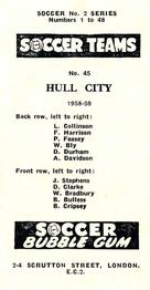 1958-59 Soccer Bubble Gum Soccer Teams #45 Hull City Back