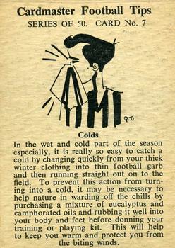 1958 Master Vending Cardmaster Football Tips #7 John Ryden Back