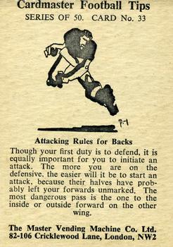 1958 Master Vending Cardmaster Football Tips #33 Bob Morton Back