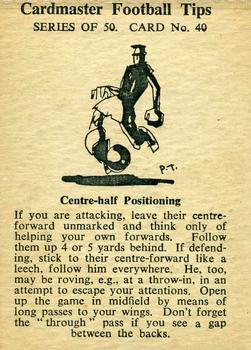 1958 Master Vending Cardmaster Football Tips #40 Malcolm Finlayson Back