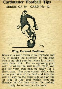 1958 Master Vending Cardmaster Football Tips #42 Jimmy McIlroy Back