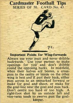 1958 Master Vending Cardmaster Football Tips #43 Allan Brown Back