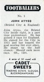 1957 Cadet Sweets Footballers #1 John Atyeo Back