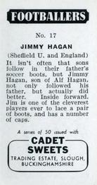 1957 Cadet Sweets Footballers #17 Jimmy Hagan Back