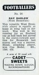 1957 Cadet Sweets Footballers #26 Ray Barlow Back