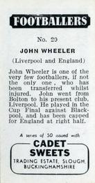 1957 Cadet Sweets Footballers #29 John Wheeler Back