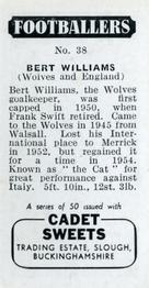 1957 Cadet Sweets Footballers #38 Bert Williams Back
