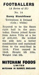 1956 Mitcham Foods Footballers #14 Danny Blanchflower Back
