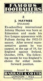 1956 Barratt & Co. Famous Footballers (A4) #2 Johnny Haynes Back