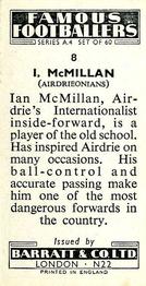1956 Barratt & Co. Famous Footballers (A4) #8 Ian McMillan Back