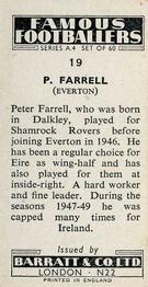 1956 Barratt & Co. Famous Footballers (A4) #19 Peter Farrell Back