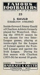1956 Barratt & Co. Famous Footballers (A4) #25 Jimmy Gauld Back