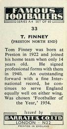 1956 Barratt & Co. Famous Footballers (A4) #33 Tom Finney Back