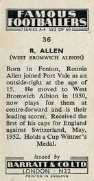 1956 Barratt & Co. Famous Footballers (A4) #36 Ronnie Allen Back
