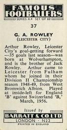 1956 Barratt & Co. Famous Footballers (A4) #37 Arthur Rowley Back