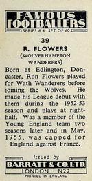 1956 Barratt & Co. Famous Footballers (A4) #39 Ron Flowers Back