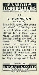 1956 Barratt & Co. Famous Footballers (A4) #43 Brian Pilkington Back