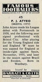 1956 Barratt & Co. Famous Footballers (A4) #45 John Atyeo Back
