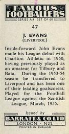 1956 Barratt & Co. Famous Footballers (A4) #47 John Evans Back