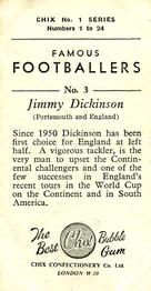 1955 Chix Confectionery Famous Footballers #3 Jimmy Dickinson Back