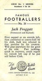 1955 Chix Confectionery Famous Footballers #21 Jack Froggatt Back